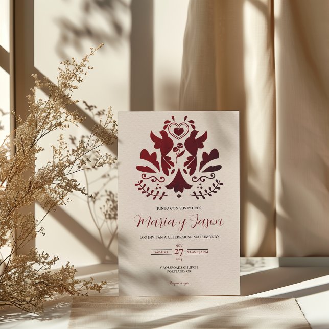 Red Modern Minimalist Elegant Spanish Wedding Invitation (Red Modern Minimalist Elegant Spanish Wedding Invitation)
