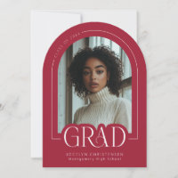 Red Modern Minimalist Grad Photo Announcement
