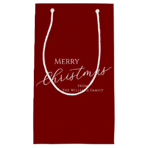 Red Modern Minimalist Merry Christmas Small Gift Bag