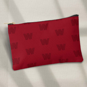 red modern monogrammed accessory pouch