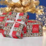 Red modern multi photo Santa Christmas Wrapping Paper<br><div class="desc">Red modern elegant traditional contemporary muted colours beige,  black and white multi photo collage holiday Christmas Santa Reindeer unique personalised holiday gift wrap.</div>