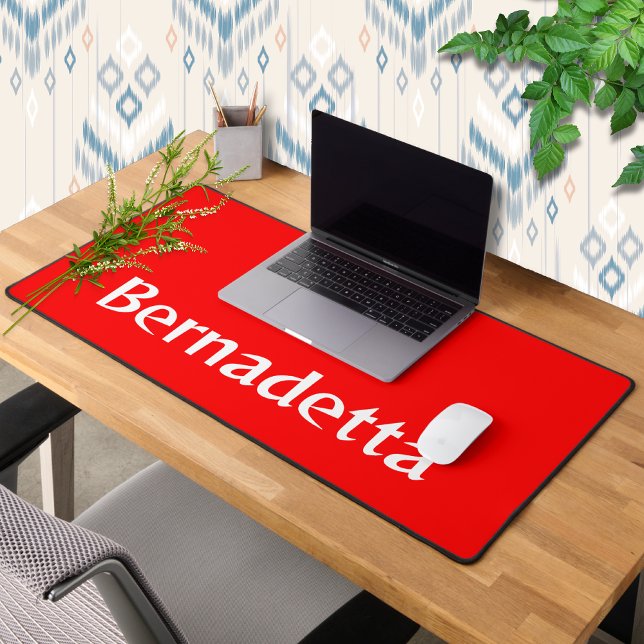 Red Modern Name | Elegant Trendy Minimalist Desk Mat (Creator Uploaded)