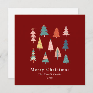 Red Modern Non Photo Simple Christmas Trees Card