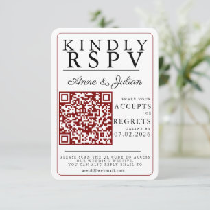 Red Modern Photo RSVP Insert QR Code Card