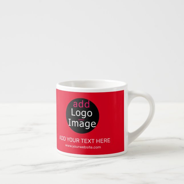 Red Modern Professional Business Chic Custom Espresso Cup (Right)