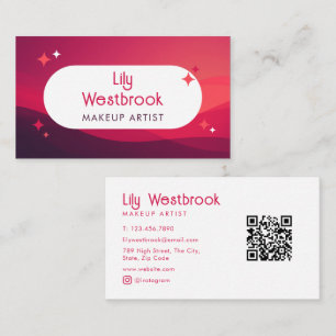Red Modern Retro Groovy Vintage Stylish QR Code Business Card