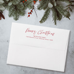 Red Modern Simple Calligraphy Merry Christmas Envelope