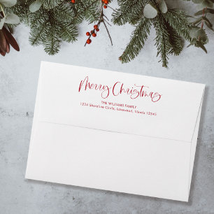 Red Modern Simple Calligraphy Merry Christmas  Envelope