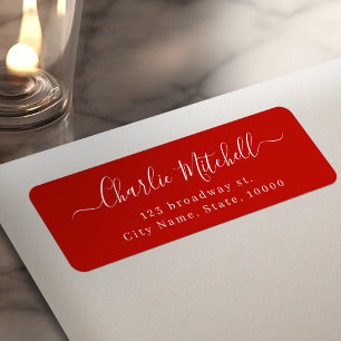 Red Modern Simple elegant script return address