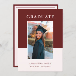 Red Modern Simple Typography Photo Graduation Invitation