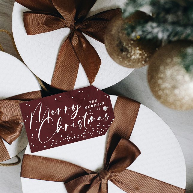 Red Modern Snow Globe Merry Christmas Gift Tag (Creator Uploaded)