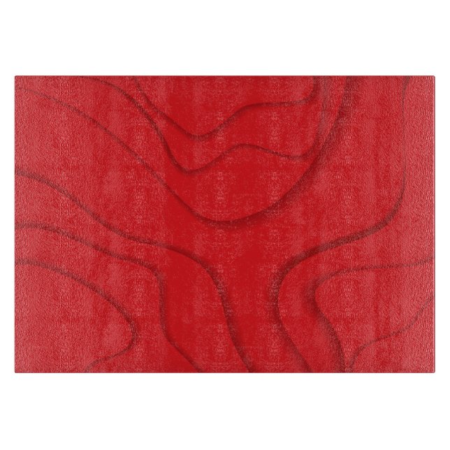Red, modern, trendy, cool paper cut style art cutting board (Front)