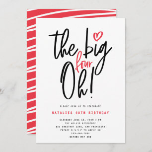 red modern typography 40th birthday party