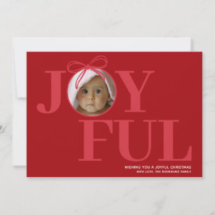 Red Modern Typography Baby Photo Christmas Holiday Card
