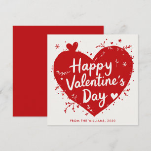Red Modern Typography Heart Happy Valentine's Day Holiday Card