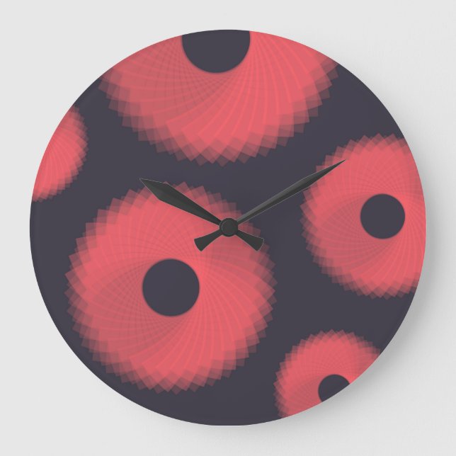 Red, modern, urban, fun abstract geometric graphic large clock (Front)