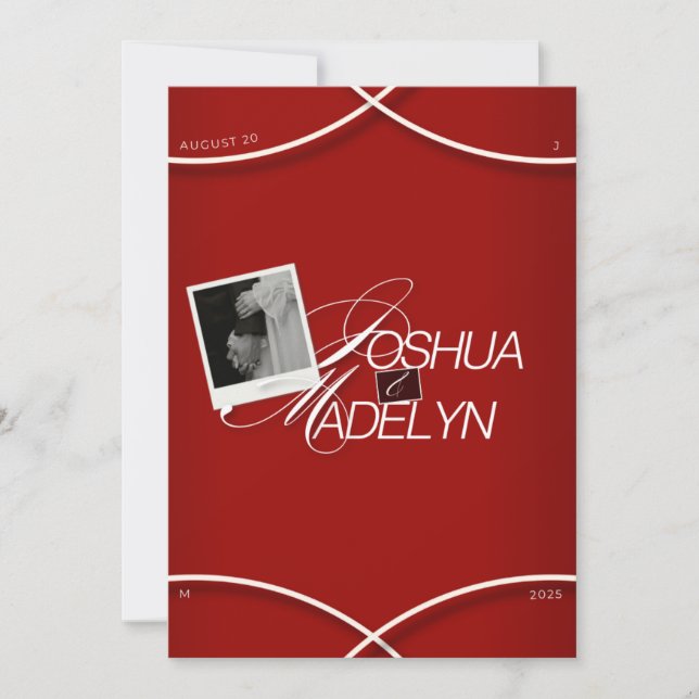 Red Modern Wedding Invitation Template (Front)