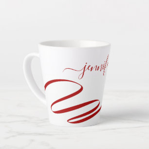 Red Modern White Accent Latte Coffee Mug 