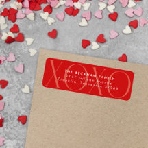 Red Modern XOXO Valentine's Day Return Address