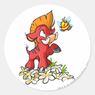 Red Moehog and Buzz Classic Round Sticker