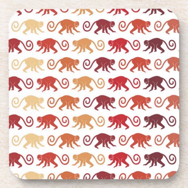 Red Monkeys Pattern Coaster (Front)
