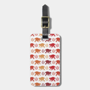 Red Monkeys Pattern Luggage Tag