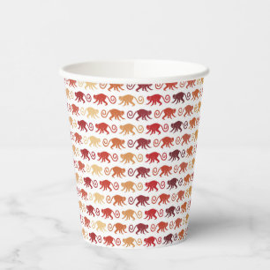 Red Monkeys Pattern Paper Cups