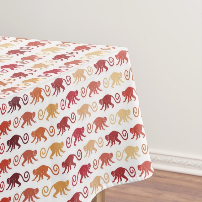 Red Monkeys Pattern Tablecloth (In Situ)
