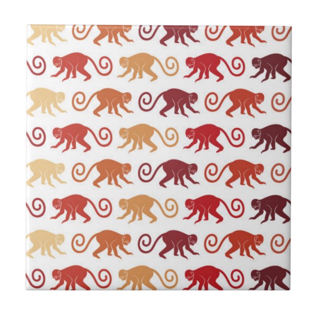 Red Monkeys Pattern Tile (Front)