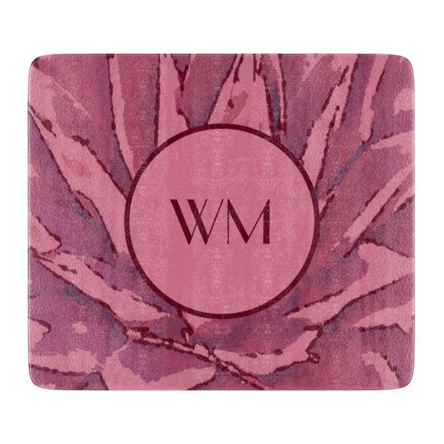 Red Monogram Agave Cutting Board (Front)