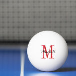 Red Monogram and Name Personalised Ping Pong Ball<br><div class="desc">Custom printed ping pong balls personalised with your name and monogram or other custom text. Click Customise It to edit fonts and colours or add your own text and images to create a unique one of a kind gift.</div>