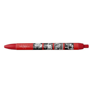 Red Monogram and Photo Collage Ink Pen