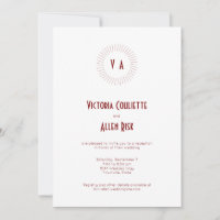 Red Monogram Circle Minimalist Reception