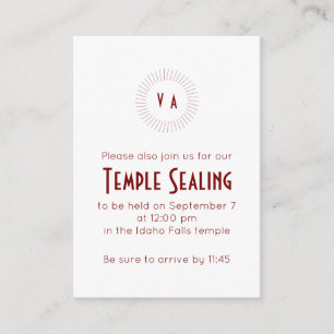 Red Monogram Circle Temple Sealing Invitation