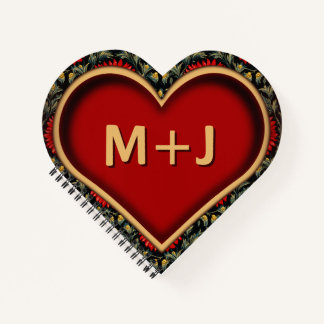 Red Monogram Heart Notebook with Custom Initial