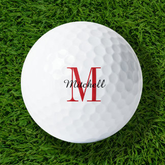 Red Monogram Initial and Name Personalised Golf Balls