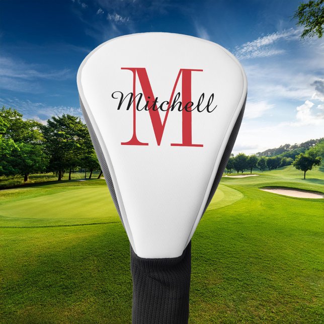 Red Monogram Initial and Name Personalised Golf Head Cover (Creator Uploaded)