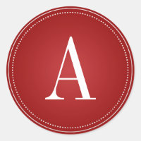 Red Monogram Initial Holiday/Wedding Sticker