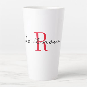 Red Monogram Initial Stylish 'do it now' Large Latte Mug
