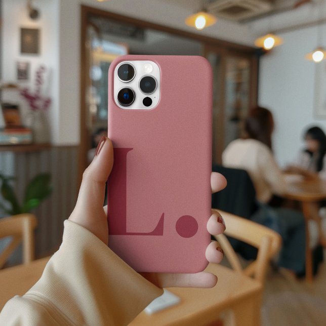 Red Monogram Letter Simple Colour Minimalist Style Case-Mate iPhone Case (Creator Uploaded)