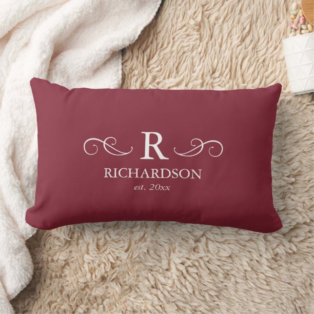 Red Monogram Lumbar Pillow (Blanket)