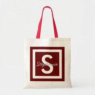 Red Monogram Personalised Tote Bag