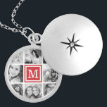 Red Monogram Photo Collage Locket Necklace<br><div class="desc">Cute keepsake locket necklace featuring your custom Instagram photo collage and personalised with your monogram initial. Click Customise It to change monogram font and colour and further personalised the design. Great gift for family,  friends,  parents,  and grandparents!</div>