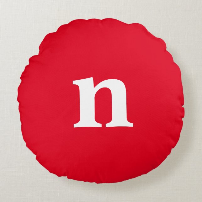 Red Monogram Round Cushion (Front)