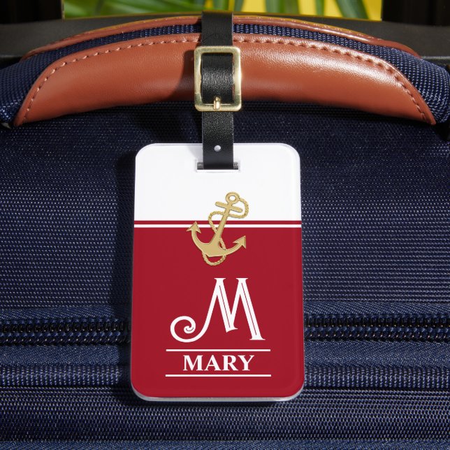 Red Monogrammed Luggage Tag (Front Insitu 2)