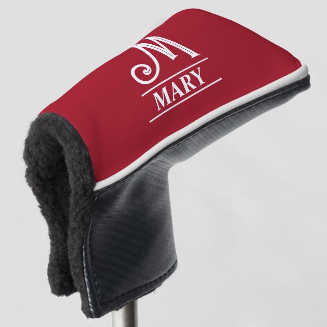 Red Monogrammed Putter Head Cover (3/4 Front)