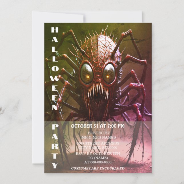 Red Monster Halloween Party Invitation (Front)