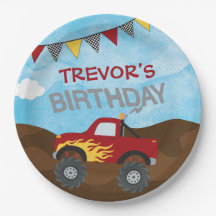 Red Monster Jam Truck Birthday Party Personalised