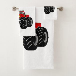 Red Monster Truck Bath Towel Set