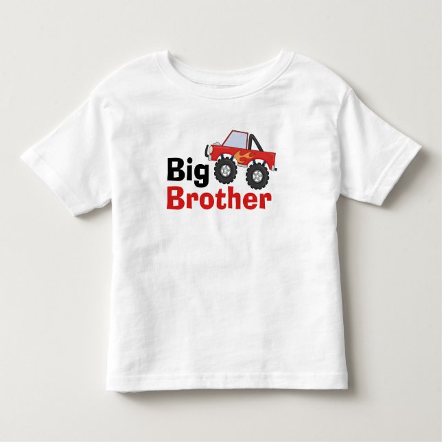 Red Monster Truck Big Brother Toddler T-Shirt (Front)